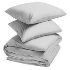 Sale 200x220 Dekbedovertrek Set Percal Biokatoen Lichtgrijs Yumeko