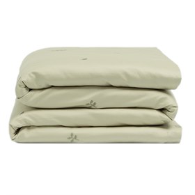 Dekbedovertrek Bio Katoen Satijn met Design 140x220 Light Olive Botanical Yumeko