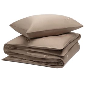 Dekbedovertrek Bio Katoen Satijn met Print Warm Taupe Seashell Yumeko