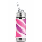 RVS Rietjesbeker zonder Plastic met Free Flow Rietje 325 ml Roze Swirl Pura