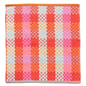 Handdoek van Katoen Restanten Wild Weave 50 x 50 cm Serie 7 Oranje-Rood Foekje Fleur