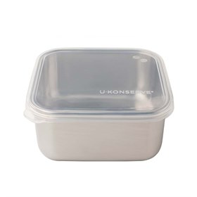 Broodtrommel RVS Vierkant met Doorzichtig Deksel L