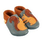 Sale Leren Kinderslofjes Knusper das Eichhornchen met Anti-Slip Zool 26-27 Orangenkinder