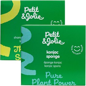 Babyset Shampoo en Body Bar met Konjac Spons Plasticvrij Petit & Jolie