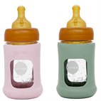 Plasticvrije Glazen Babyfles Brede Hals met Natuurrubber Speen 150 ml Hevea