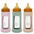 Glazen Babyfles Plasticvrij Brede Hals met Natuurrubber Speen 250 ml Hevea