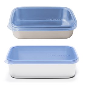 Lunchtrommel RVS Rectangle met  Gekleurd Doorzichtig Deksel U-konserve