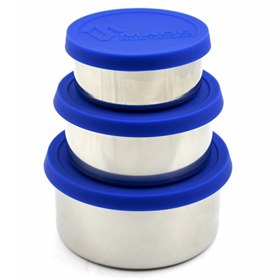 Tweedekans RVS Lunchbakjes Rond Plasticvrij Set van 3 Blauw Made Sustained