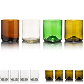Rebottled Short Tumblers Set van 4 van Geupcycled Glas 330 ml Rebottled