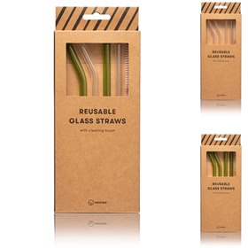 Rebottled Glazen Rietjes van Glas Set van 4 