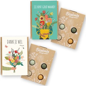 Blossombs Bio Cadeautje Mini Goftbox met 4 Bloembommetjes Blossombs