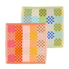 Twee 30x30 Doekjes Checkered Check van Katoen Restanten Serie 84 Foekje Fleur