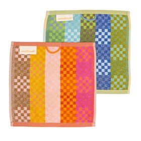 Twee 30x30 Doekjes Checkered Check van Katoen Restanten Serie 84 Foekje Fleur