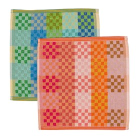 Twee 30x30 Doekjes Checkered Check van Katoen Restanten Foekje Fleur
