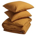 Sale 200x220 Dekbedovertrek Set Percal Biokatoen - donkere kleuren Okergeel Yumeko