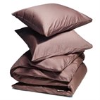 Sale 140 x 220 Dekbedovertrek Biologisch Katoensatijn Roodbruin Yumeko