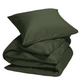 Sale 200x220 Dekbedovertrek Biologisch Katoensatijn Donker Olijfgroen Yumeko