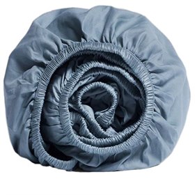 Sale 90x200 Hoeslaken Biologisch Katoensatijn Warm Wit Blauw Yumeko