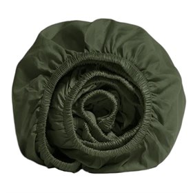 Sale 90x200 Hoeslaken Biologisch Katoensatijn Warm Wit Donker Olijfgroen Yumeko