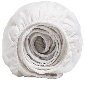 Sale 180x210 Hoeslaken Biologisch Katoensatijn Warm Wit Puur Wit Yumeko