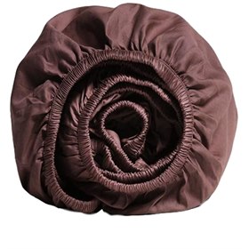 Sale 180x210 Hoeslaken Biologisch Katoensatijn Warm Wit Roestbruin Yumeko