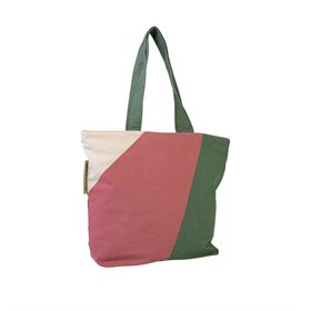 Shopper Biologisch Katoen met Rits en Binnenvak 54x40x18 Pinky Green NoMorePlastic