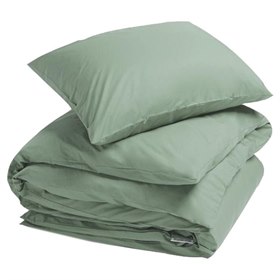 Sale 140x220 Dekbedovertrek Set Percal Biokatoen Groen Yumeko