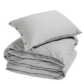 Sale 140x220 Dekbedovertrek Jersey Biokatoen Lichtgrijs Yumeko