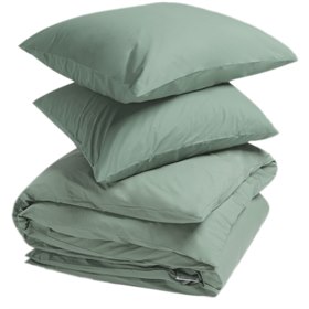 Sale 240x220 Dekbedovertrek Set Percal Biokatoen Groen Yumeko