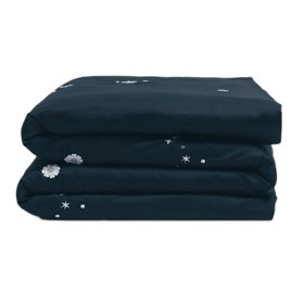 Kinderdekbedovertrek met Print Biologisch Katoensatijn Blueberry Starry Flower Yumeko
