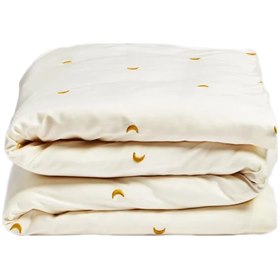 Kinderdekbedovertrek met Print Biologisch Katoensatijn Warm White Ochre Moon Yumeko