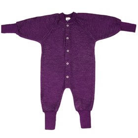 Tweedekans Pyjama 1-delig zonder Voetjes Biologisch Wollen Badstof Paars 98 Cosilana