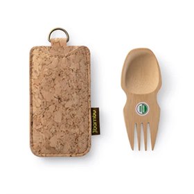 Bamboe Spork Lepel en Vork met Hoesje van Kurk Bambu