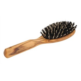 Ovalen Haarborstel Olijfhout met Echt Haar en Houten Pinnen Redecker