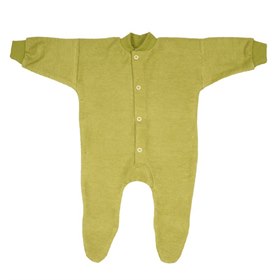 Sale Pyjama 1-delig met Voetjes Biologisch Wollen Badstof Groen Cosilana