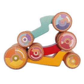 3 Gekleurde stapelauto's van Hout Bajo