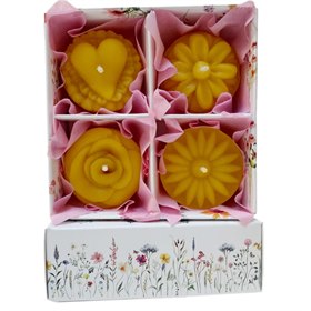 Bijenwaskaarsjes Set Bloemenfeestje Handgemaakt 4 stuks De Muisjes