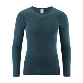 Sale Shirt Lange Mouw Bio Wol Zijde Man Petrol 5 Living Crafts