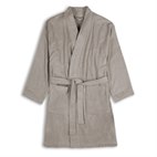 Badjas Bari van Living Crafts: unisex en knielang, van zachte badstof van GOTS-biologisch katoen.